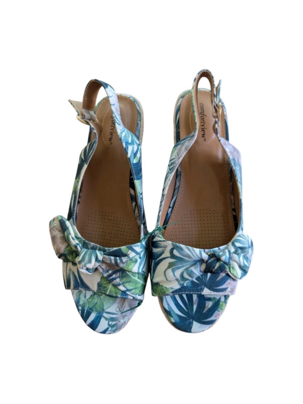 Comfortview Zanea Tropical Wedge Espadrille Sandals Women’s Size 12WW 12 EEE Bow